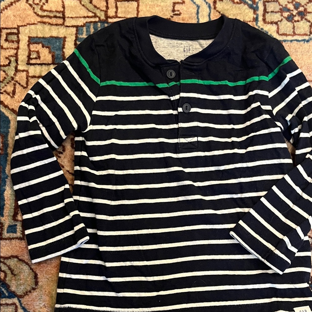 GAP Striped Blue and White Kids Henley Shirt